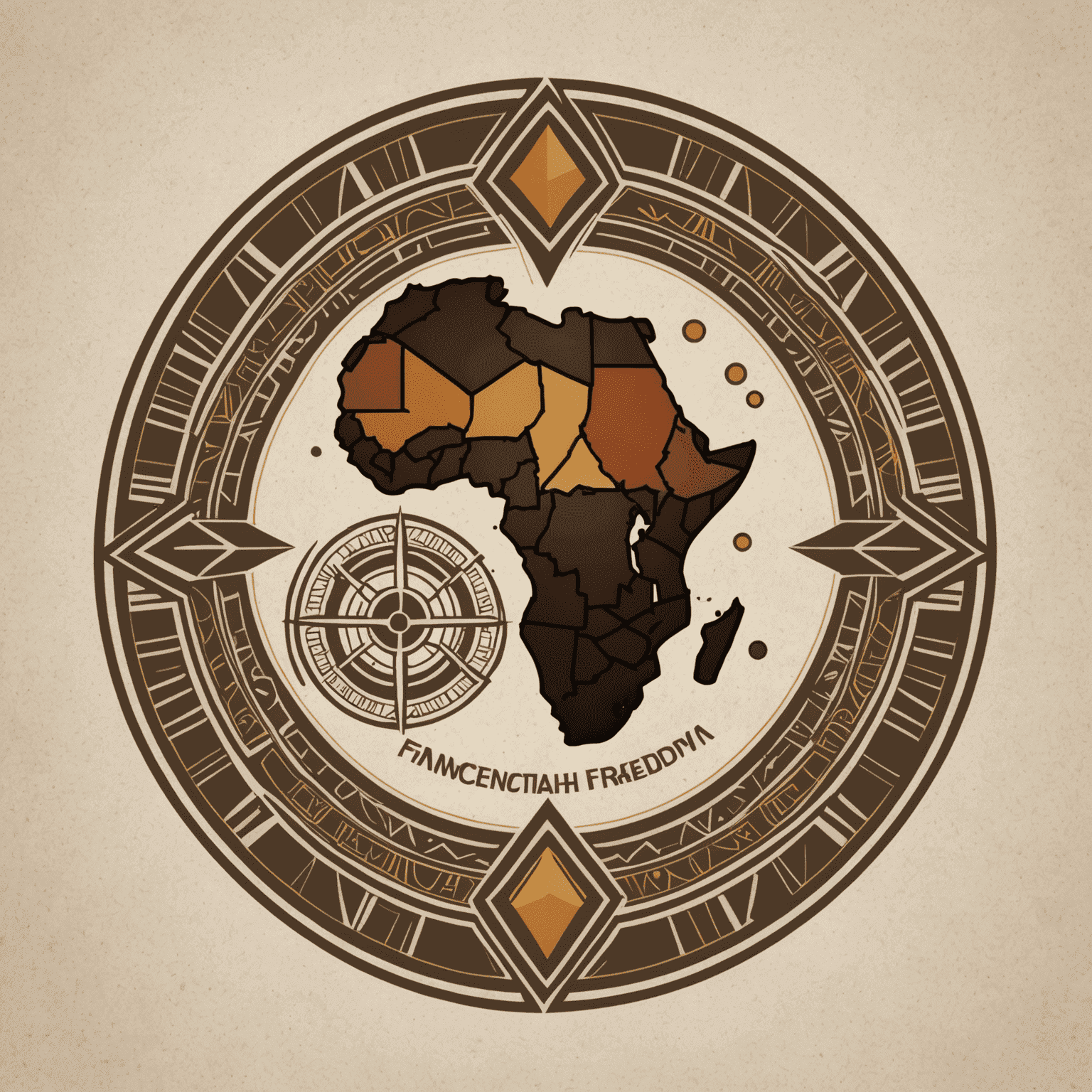 FinancialFreedomPath logo featuring an African-inspired design with earthy tones and geometric patterns