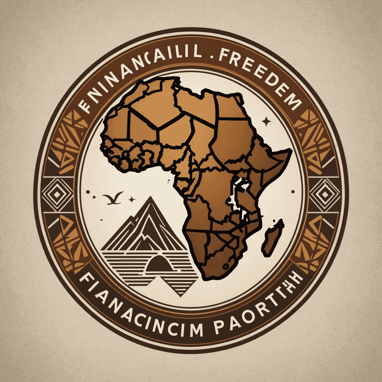 FinancialFreedomPath logo featuring an African-inspired design with earthy tones and geometric patterns