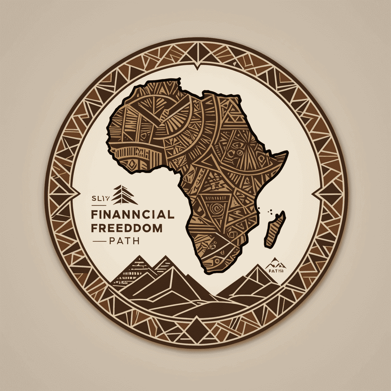 FinancialFreedomPath logo featuring an African-inspired design with earthy tones and geometric patterns