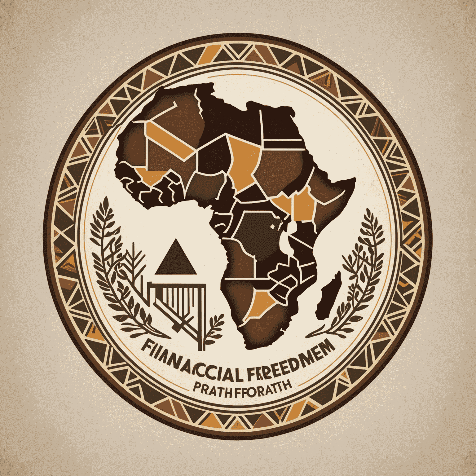 FinancialFreedomPath logo featuring an African-inspired design with earthy tones and geometric patterns