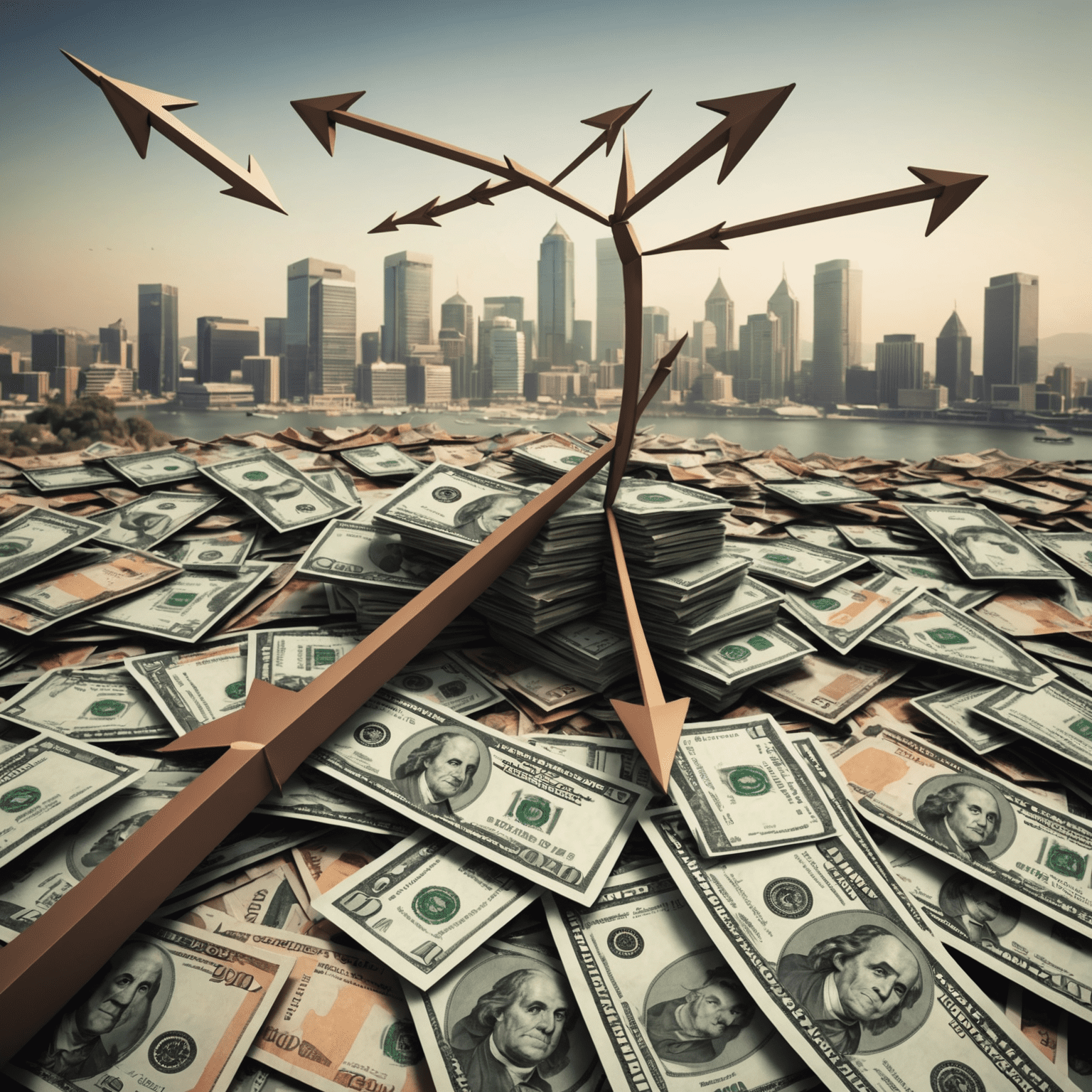 A visual representation of debt consolidation, showing multiple debt arrows merging into one larger arrow, set against a backdrop of South African currency and financial institutions.